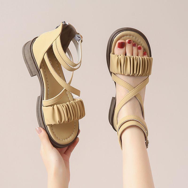 Woman Shoes Sexy Flat Rubber Sandals for Women Roman Style Open Toe On Sale Sales Korea 2025 Luxury Cheap Liquidation Summer Vip