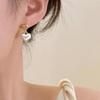 Women's Gold Silver Double Heart Earrings [Silver Needle]
