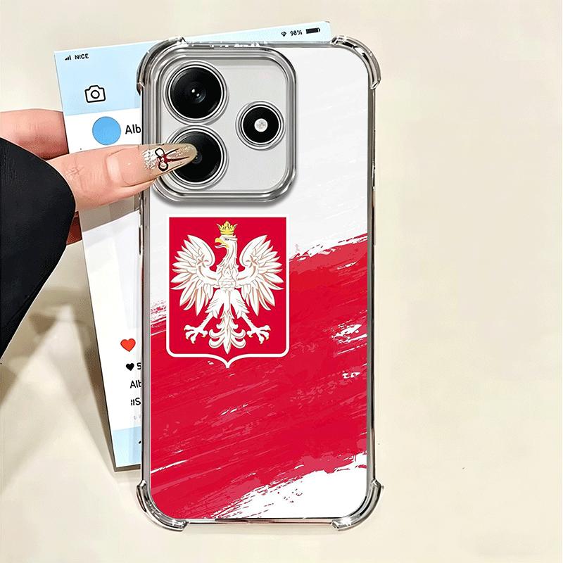Poland Flag White Red Plating Phone Case For Xiaomi Poco X5 X6 X7 X8 Pro Max F8 Ultra F7 M8 M7 M5S Redmi 15C 15 14C 13C 13 X3 12