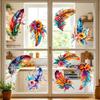 Watercolor Feather Flower Pattern Window Sticker, Transparent Electrostatic Adhesion Glass Decal, Waterproof Scratch-Resistant Decorative Film