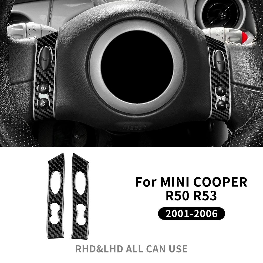 For Mini Cooper Hatch One R50 R53 2001-2006 Steering Wheel Button Sticker Strip Soft Carbon Fiber Car Interior Panel Cover Decal