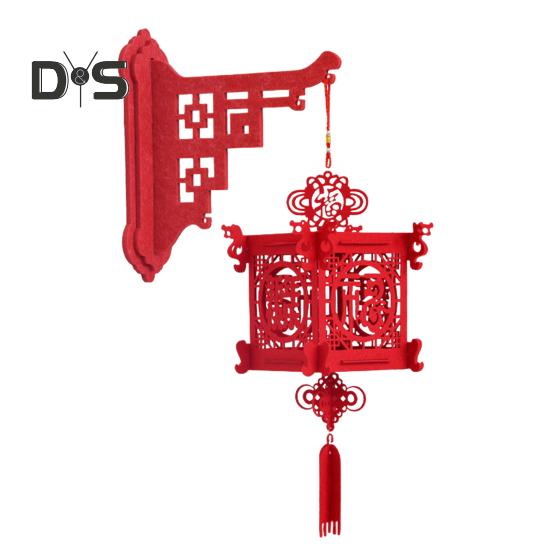 Chinese New Year DIY Lantern Kit Lucky Red Fu Wall Mount Hanging Lantern 3D Puzzle Hollow Out Spring Festival Lantern for Home Decor