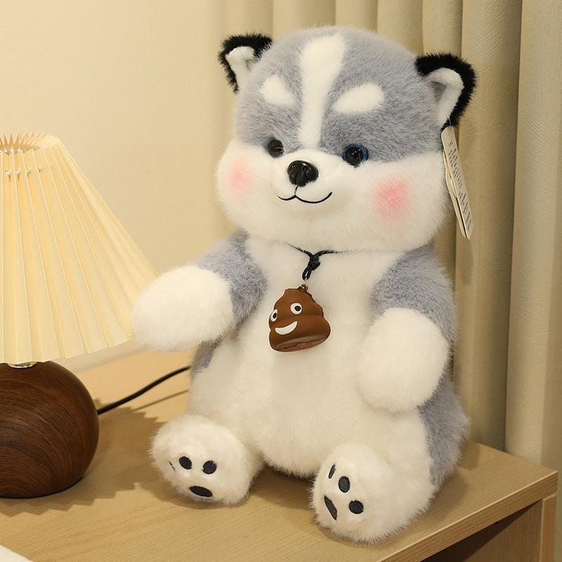 

Cute dog shit luck husky doll plush toy puppy dog two ha doll children soothing rag doll 40cm（0.4kg）