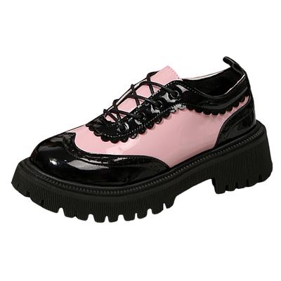 Zapatos Casuales de Moda para Mujer con Tacón Grueso, Mocasines de Encaje Frontal para Dama, Zapatos Cómodos de Estilo Business Casual para Mujer