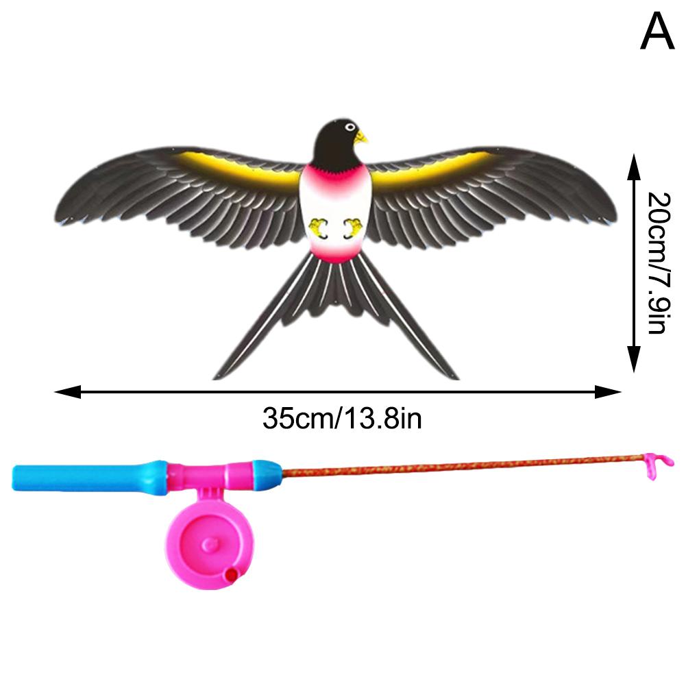 Children Kite Toy Cartoon Eagle Foldable Mini Plastic Toys Kite Hand Brake Fishing Rod Butterflies For Kids Outdoor Toy For Fun