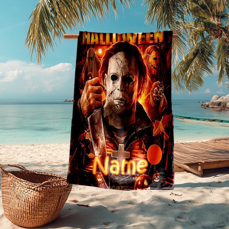 Individuelles ultraweiches Strandtuch mit Halloween-Horror-Thema, ideal für Pool - Camping, Tauchen - Perfekter Reisebegleiter, Lebendiges Strandtuch.