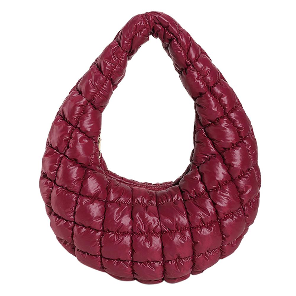 Women Padded Hobo Bag Versatile Cloud Pleatd Bag Lightweight Down Clutch Bag Quilted Tote Handbag Fall Winter Purse