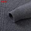 Hengyuanxiang Men's Pure Wool Thick Turtleneck Jacquard Knit Sweater