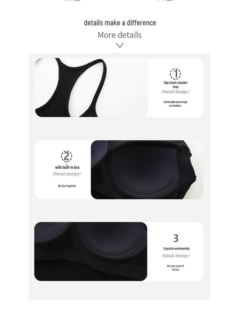White Cropped Strappy Top with Built-in Bra Pads - No Bra Needed, Versatile Women's Vest