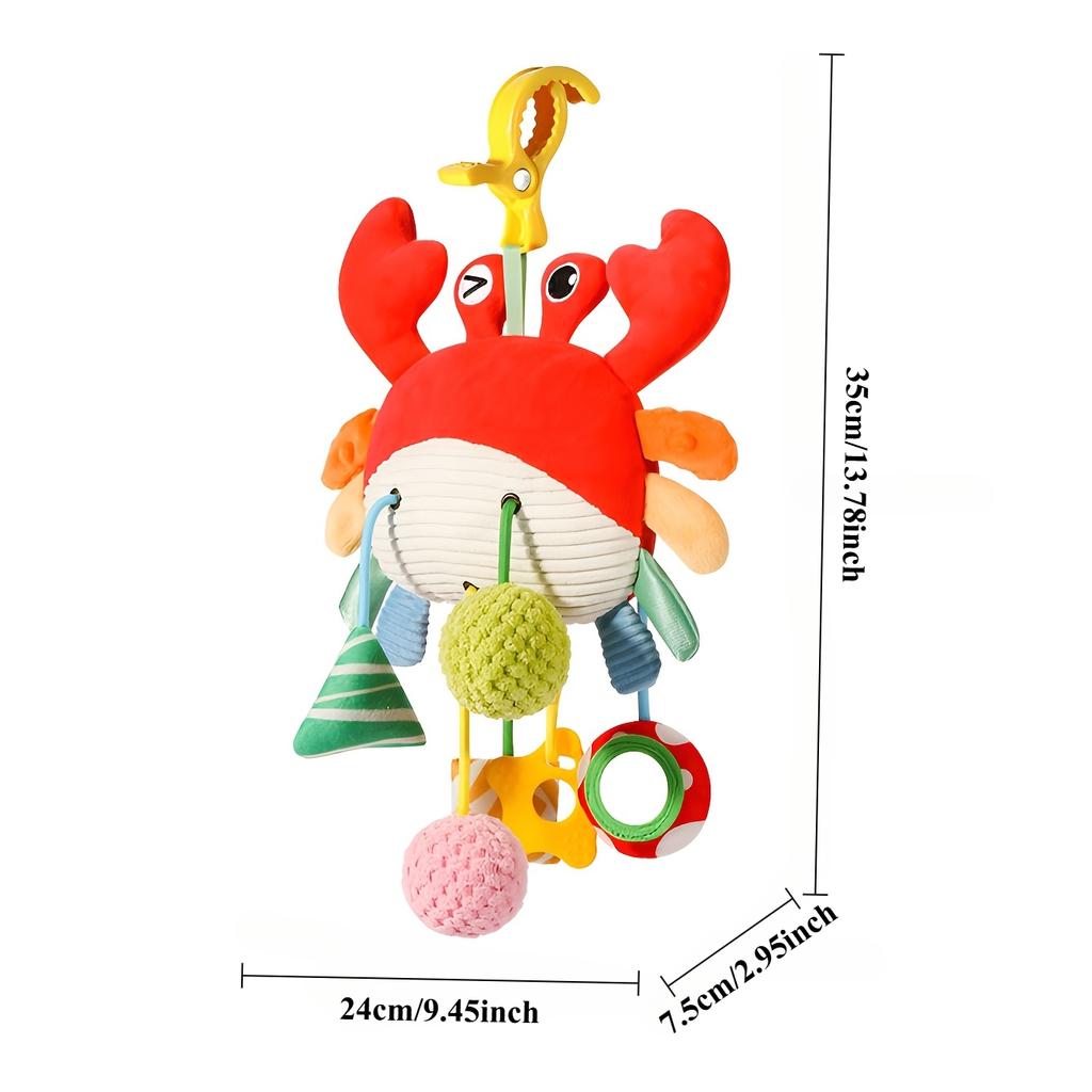 Baby Car Seat Stroller Plush Hanging Rattle Toys Newborn Crib Bed Around Toy Crab Animal with Teether Rattle Sound Mirror Clip