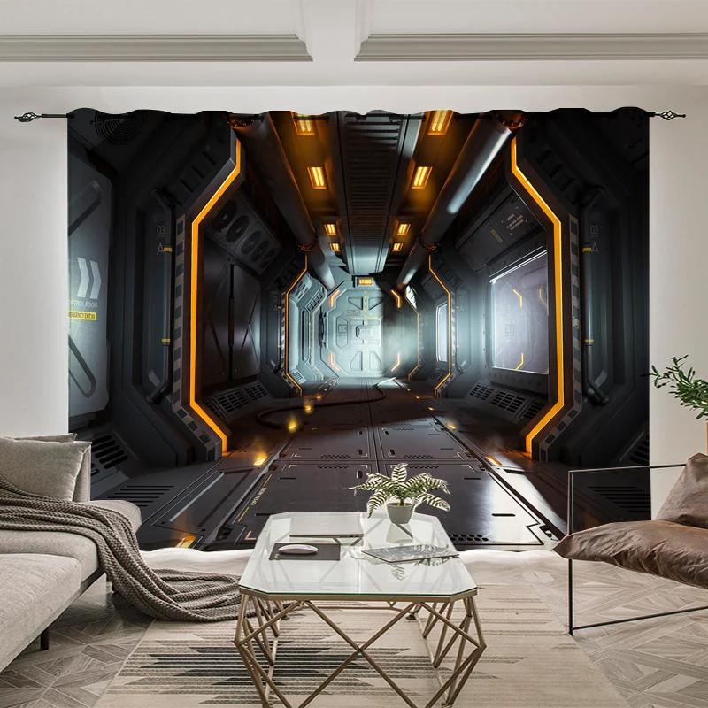 Outer Space Astronaut Pattern High Blackout Curtains Whale Planet Sci-Fi Indoor Shading Drape Children Bedroom Curtain New Style