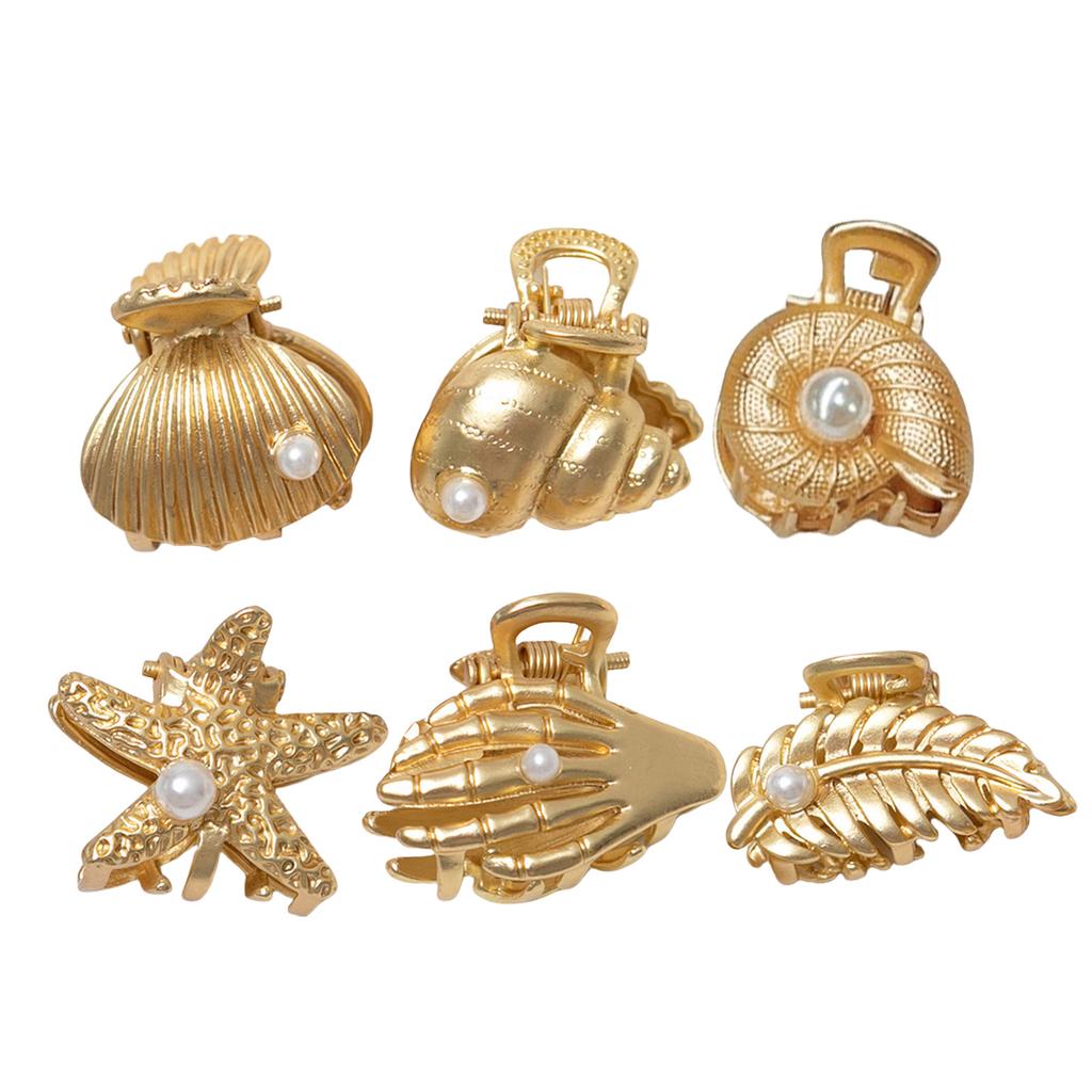Seashell and Pearl Top Clamp Hair Accessory Graceful Shell Hair Clip with Pearls Detailing Beautiful Hair Clamp