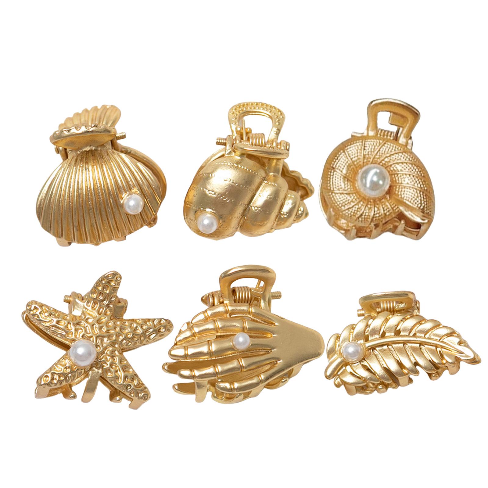 

Зажим для волос «Ракушка и жемчуг» Изящная ракушка, заколка для волос с отделкой жемчугом Красивый зажим для волос