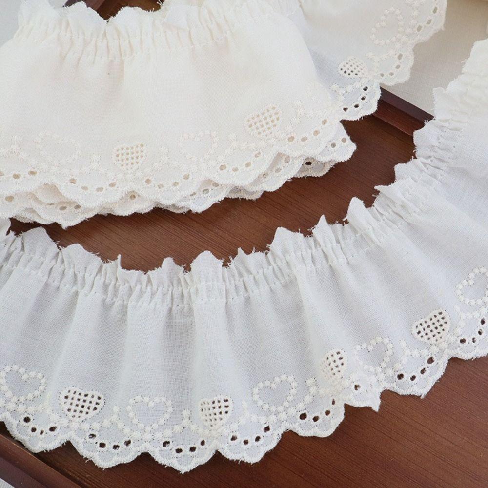 DIY Craft Ribbon White Ruffle Lace Trim Cotton Width 7cm Lace Fabric Ruffle Design Embroidery Trim