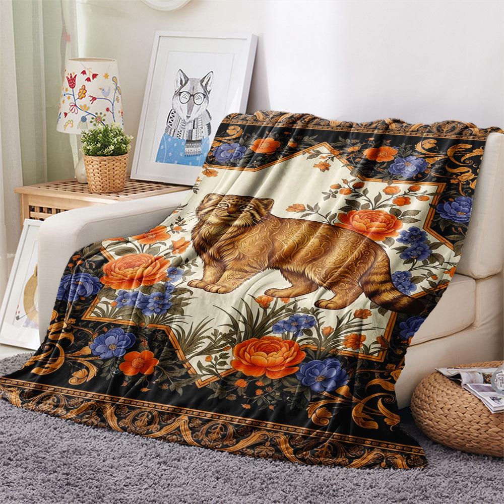 1 Stück Folk Art Druck Flanell Decke, Hohe Qualität, Bequem für Alle Jahreszeiten, Heimdekoration, Wärme und Komfort