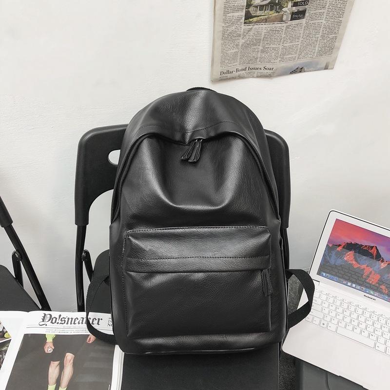 Pu Soft Leather Schoolbag Female Japanese College Students Leisure Travel Backpack Male Fashion Large Capacity Leisure Computer Backpack