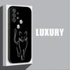For Samsung Galaxy A56 Case A54 A52 A53 5G A36 A34 A35 A33 A32 A50 A72 A73 A26 A25 A16 Cute Black Cat Line Phone Case Soft Cover