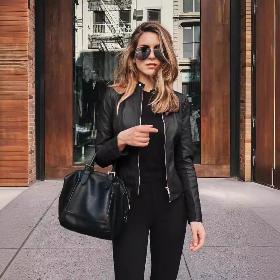 New Arrival Autumn Winter Women's Fashion Leather PU Blazer Jacket