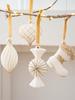 6Pcs White and Gold Christmas Ornament Set Shiny Christmas Decorations for New Year's Home Party Hanging Xmas Tree Winter
