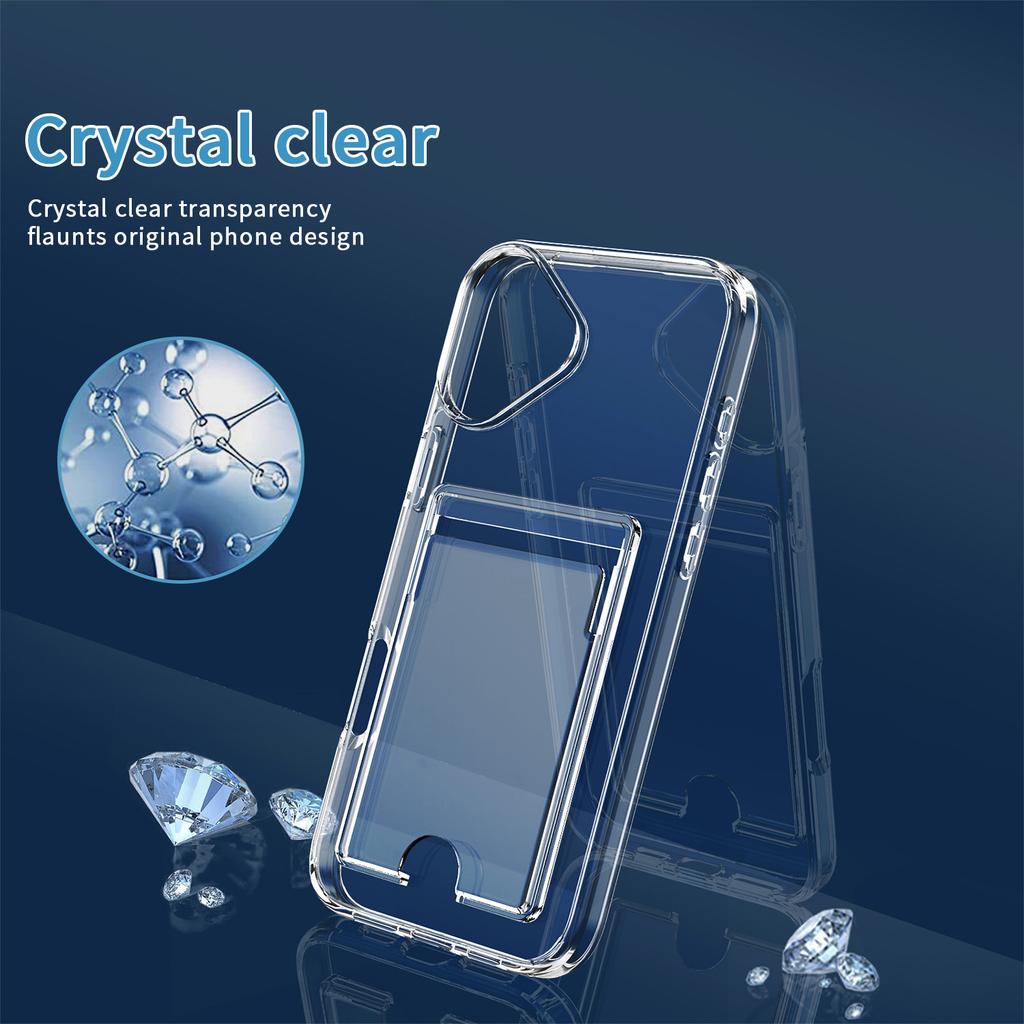 For iPhone 17 Clear Case TPU+PC+Acrylic Cell Phone Case with Card Holder