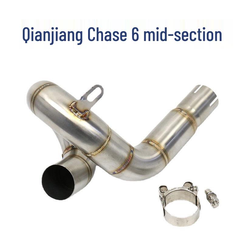 Qianjiang Chase 600 Race Exhaust: Revolving Mid-Section with Modified Yoshimura Tail, Non-Destructive Direct Installation.