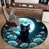 1pc Anime Design Round Carpet Blue Rose & Butterfly Moon Office Chair Mat, Non Slip Rug for Home Decor, All Seasons