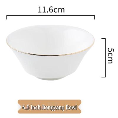 Gold-Rimmed Ceramic Dinner Bowl