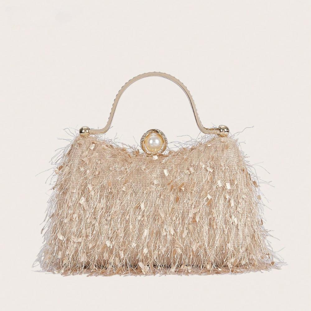 Ladies Luxury Bags Csw003 Women's Green Tassel Evening Party Handbags Nylon Luxury Wedding Feather Clutch Elegant Feather Shoulder Crossbody Bag Bags