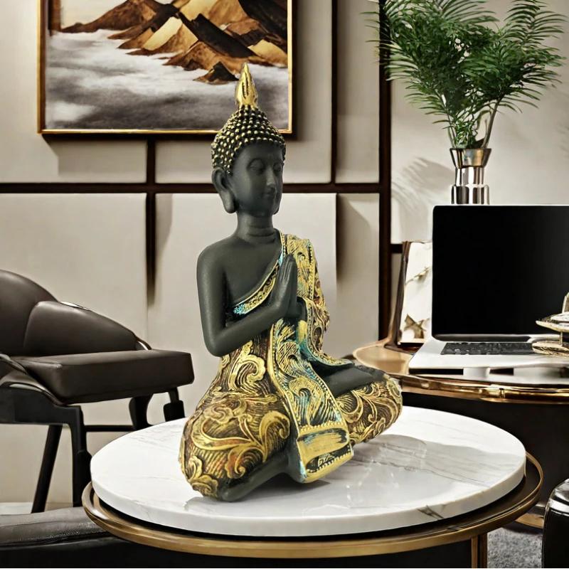 Neu Harz Buddha Statue Ornamente Hause Wohnzimmer Dekorationen Eingangsbereich Eingerichtet Harz