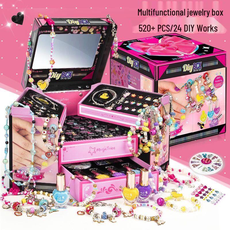 Princess Jewelry Box DIY Set: Create Bracelets & Necklaces - Perfect Birthday Gift for Girls