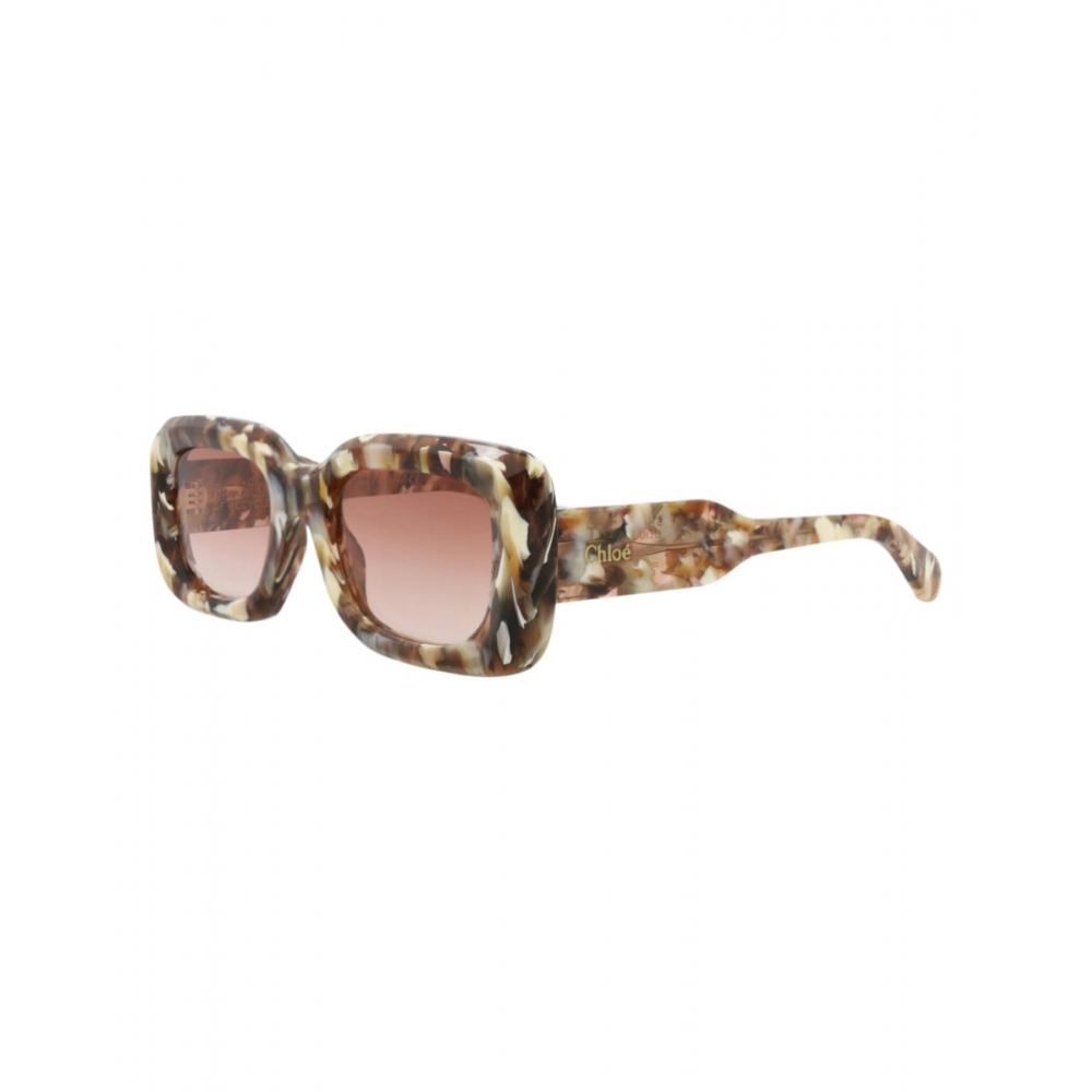 Chlo  Brown Square Frame Recycled Acetate Sunglasses