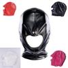Aisile Black PU Leather Open-Mouth Hood Mask with Lace Trim for Punishment Restraint