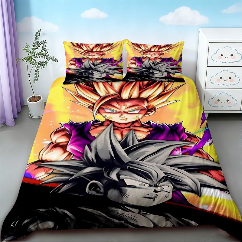 Set copripiumino anime Dragon Ball Set biancheria da letto cartone animato Goku coperta per bambini dimensioni Queen King per camera da letto decorazione della casa