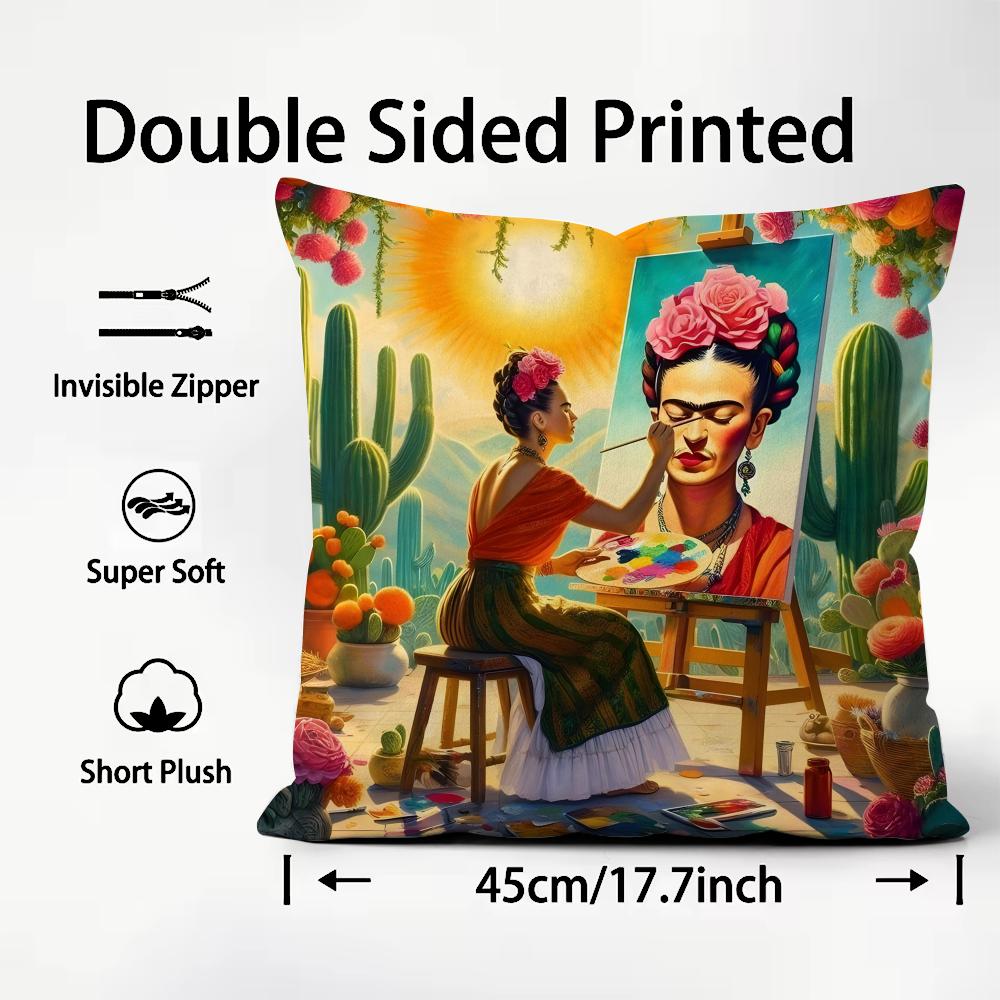 ART Frida KahloS Cushion Cover Pattern Printed Pillowcase for Living Room Sofa Cushion Cover & Bedroom Decor