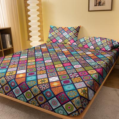 1 Bettlaken mit böhmischem Muster, bedruckte Tagesdecke für das Schlafzimmer, Bettwäsche (ohne Kissenbezüge)