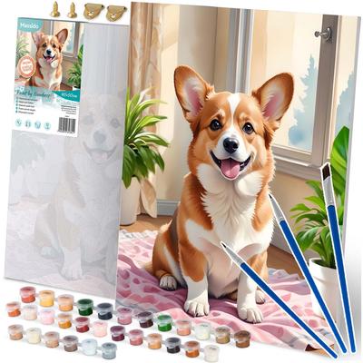 Paint by Number Picture 40x50 Cm Massido Corgi Dog