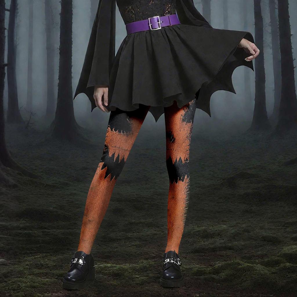 Women's Casual Fashion Outdoor Halloween Printed Slim Elastic Yoga Pants Cropped Pants