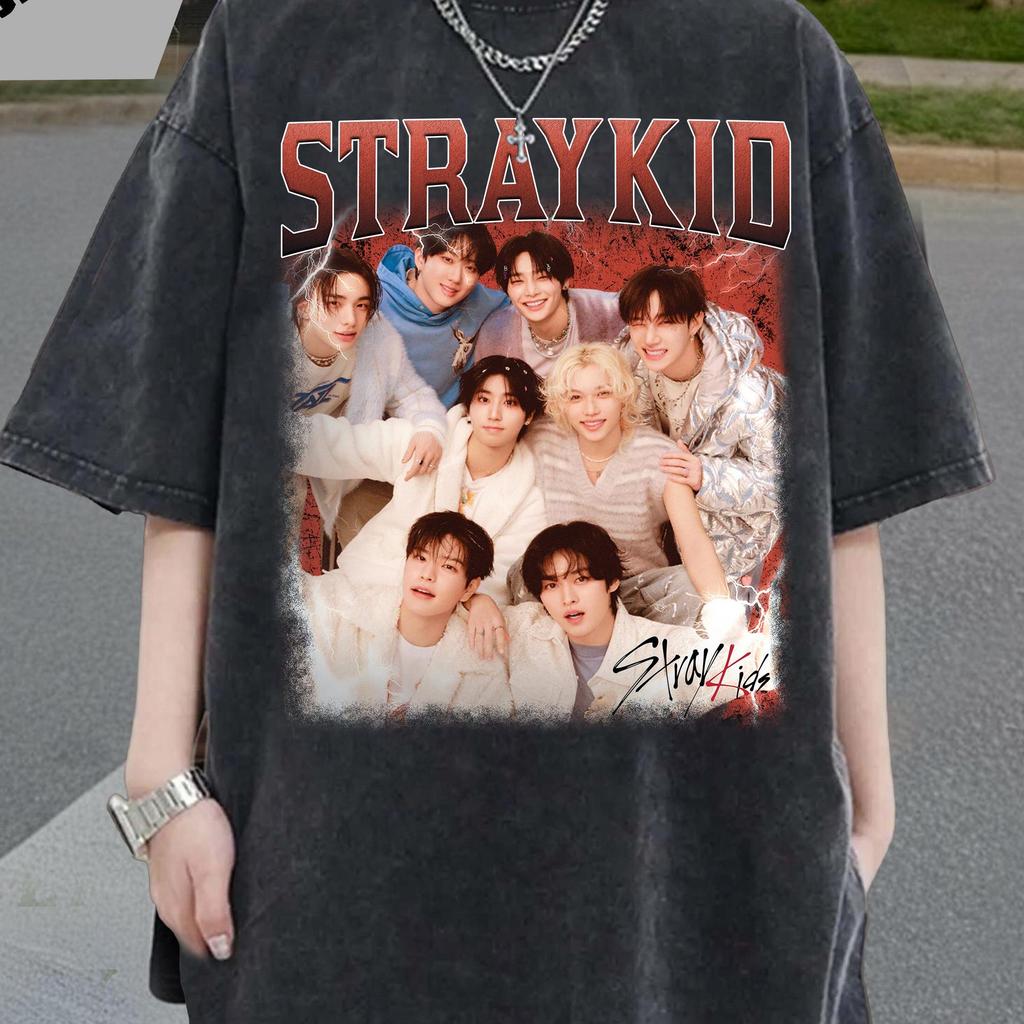 Vintage Stray Kids Kpop Shirt Graphic Style Unisex Tee Shirts For Women