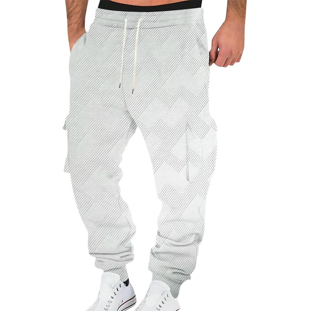 Men's Solid Color Multi-Pocket Drawstring Overalls Men's Casual Drawstring Overalls