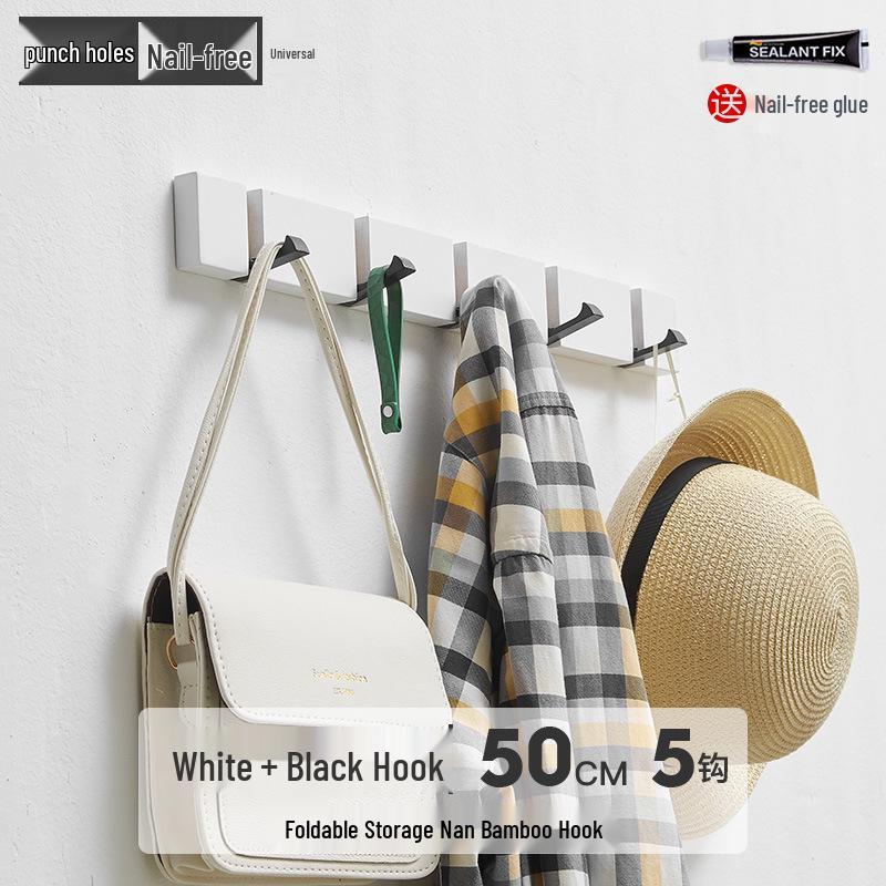 Wall-Mounted Clothes Rack with Hooks for Bedroom or Entryway Behind Door