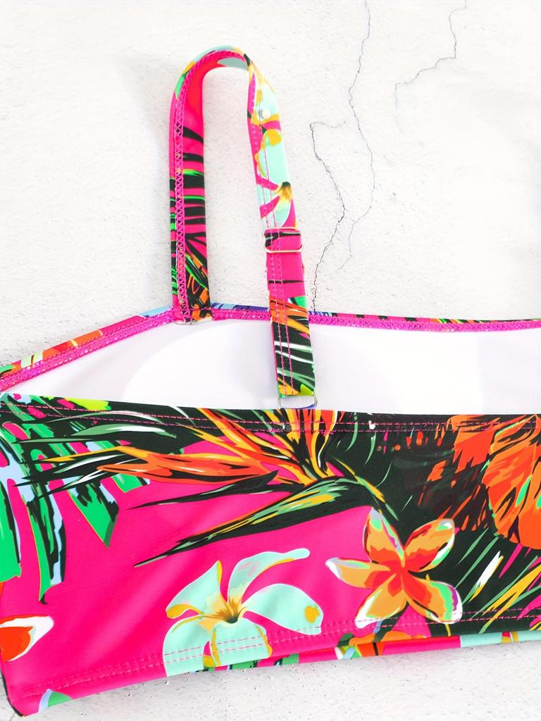 2025 Floral Plus Size Bikini Swimwear for Women - European & American Style Swimsuit