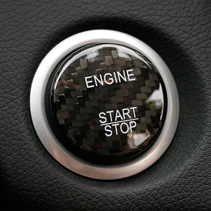 Car Engine Start Stop Button Switch Cover Carbon Fiber Sticker For Mercedes-Benz