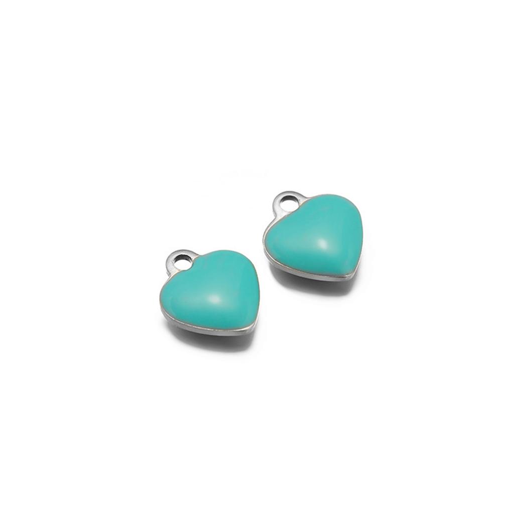 20 Piece 304 Stainless Steel Valentine's Day Charms Heart Double-sided Enamel Pendants For Necklace Earrings DIY Making Findings