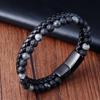 Charm Rope Nerez Magnetický Přírodní Kámen Kožený Muž Náramek Korálkový Náramek Sopečný kámen Náramky Náramky Řetízek Dárek