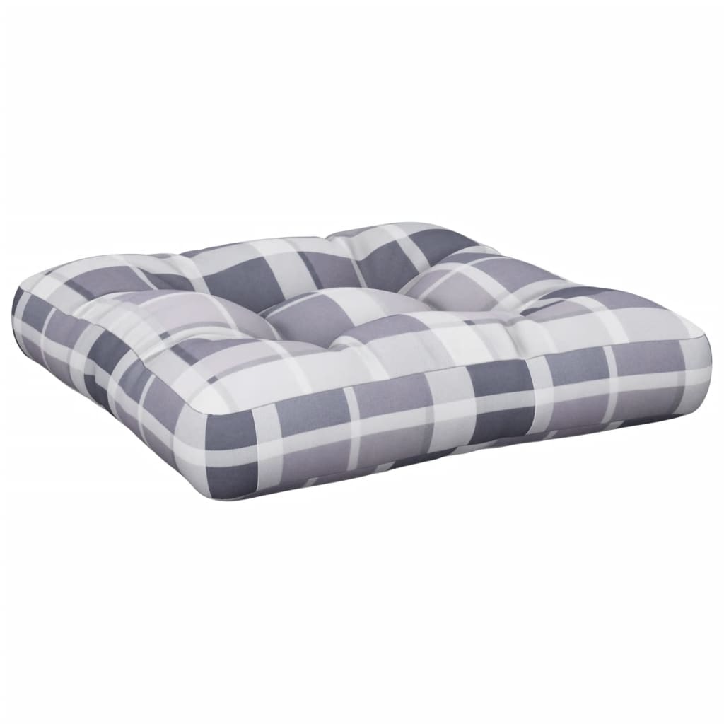 Grey Checkered Pallet Cushion 58 X 58 X 10 Cm Fabric