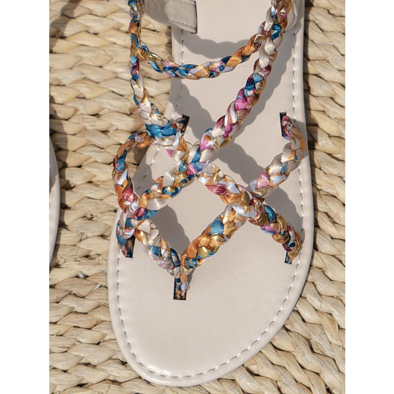 Large Size Women's Slim Strap Flat Sandals