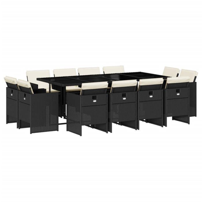 VidaXL Ensemble à Manger de Jardin avec Coussins 13 pcs, Table et Chaises à Dossier Rabattable, Meubles d'Extérieur Patio 3210678