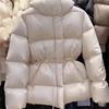 Women Fashion Cotton-Padded Jacket Women Autumn WinterNew Down Coat Female Parkas Hooded Drawstring Waist Thick Warm Overwear Lady Top