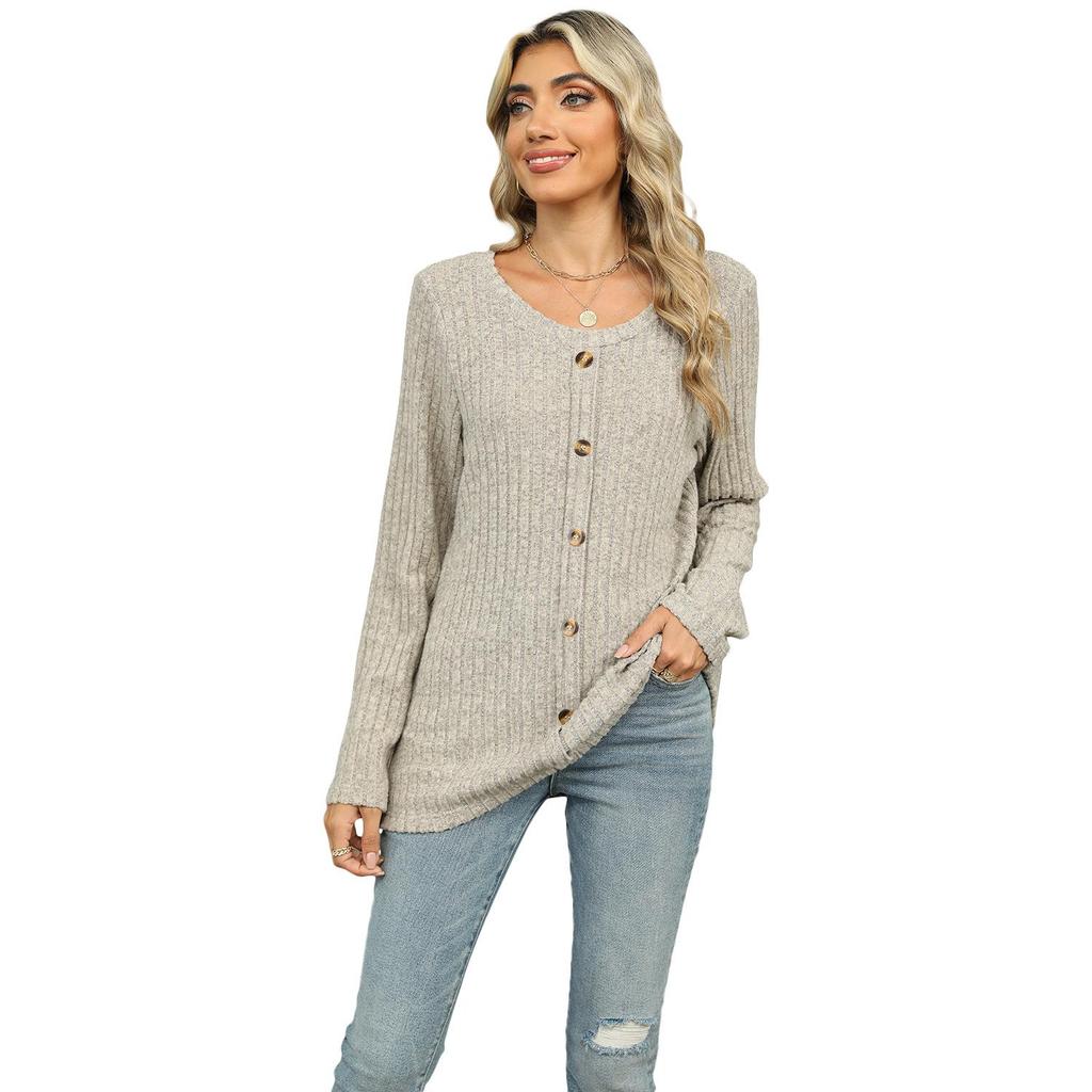 European and American Autumn Women's Round Neck Long Sleeve T-shirt Loose Tops Women's Clothing