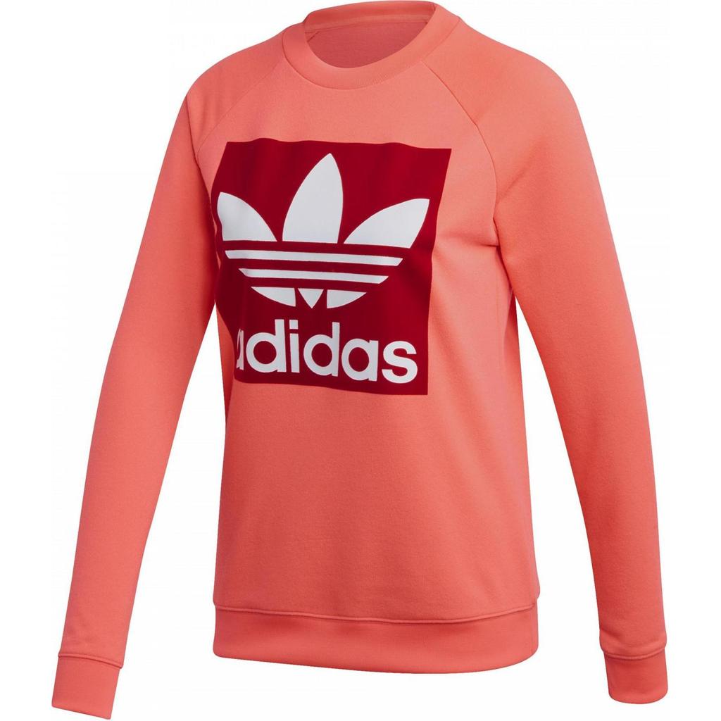 Adidas Originals Trefoil Crew Comfortable Round Neck Sports College Letter Sweatshirt Women Sweatshirt Shiny-Red ED7548